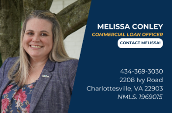 Melissa Conley
Commercial Loan Officer
Click to contact Melissa
434-369-3030